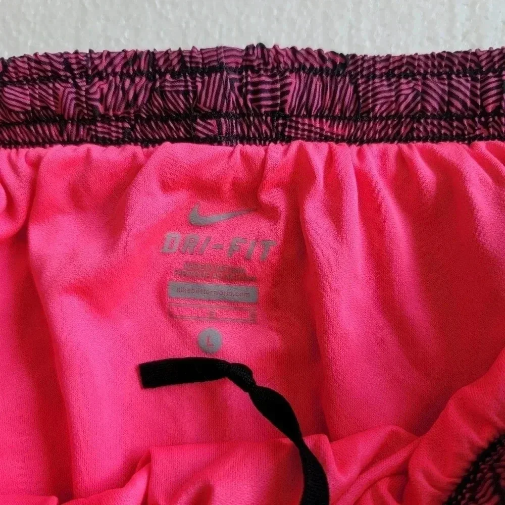 Nike Dri-Fit Loose Fit Athletic Running Shorts Womens L Liner Neon Pink Black